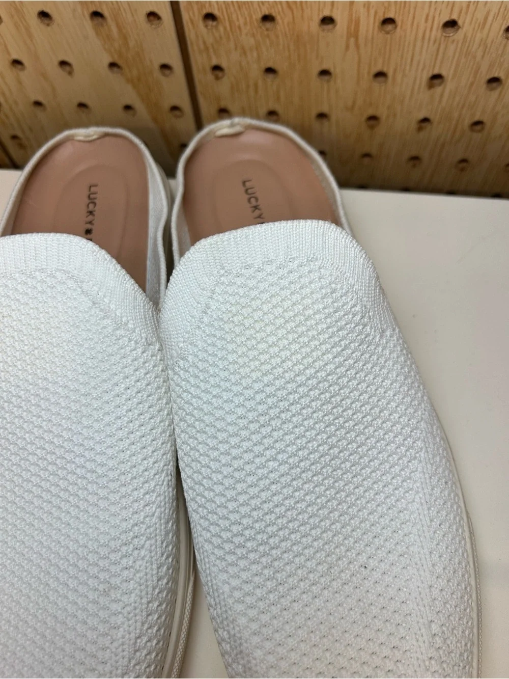 Lucky Brand  White Slip-On Knit Loafers